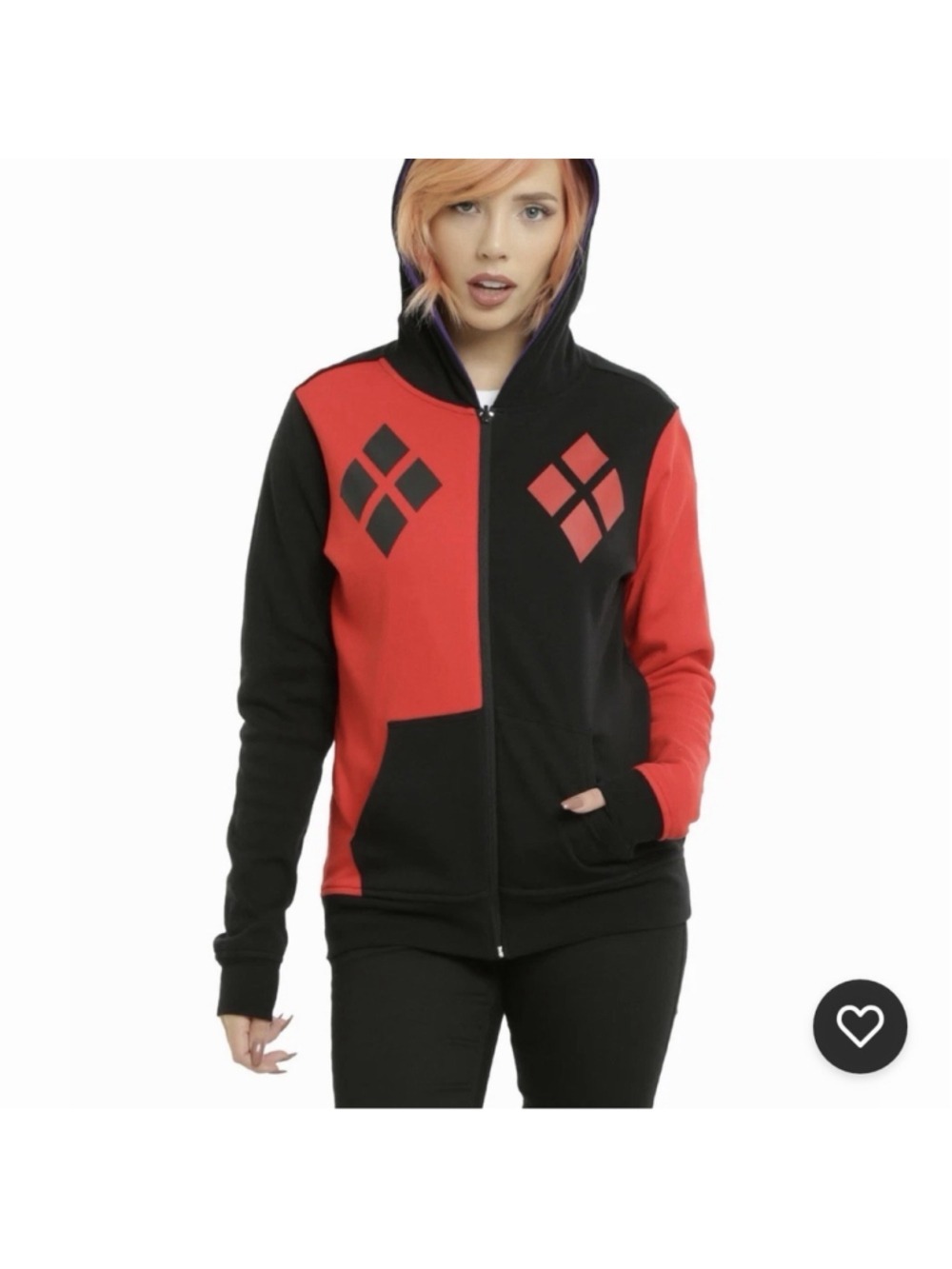 DC Comics Batman Harley Quinn Joker Cosplay Zip Reversible Hoodie Large Unisex - Picture 10 of 12